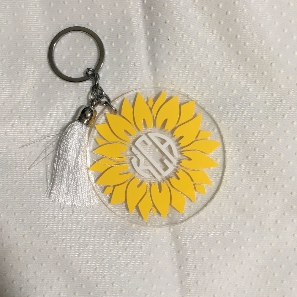 Monogram Sunflower Keychain  